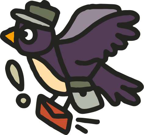 Graphic a carrier pigeon flying with an envelope. The pigeon flying in represents Hipcamp delivering the alert in an urgent and timely manner. (P.S. Birds aren't real)