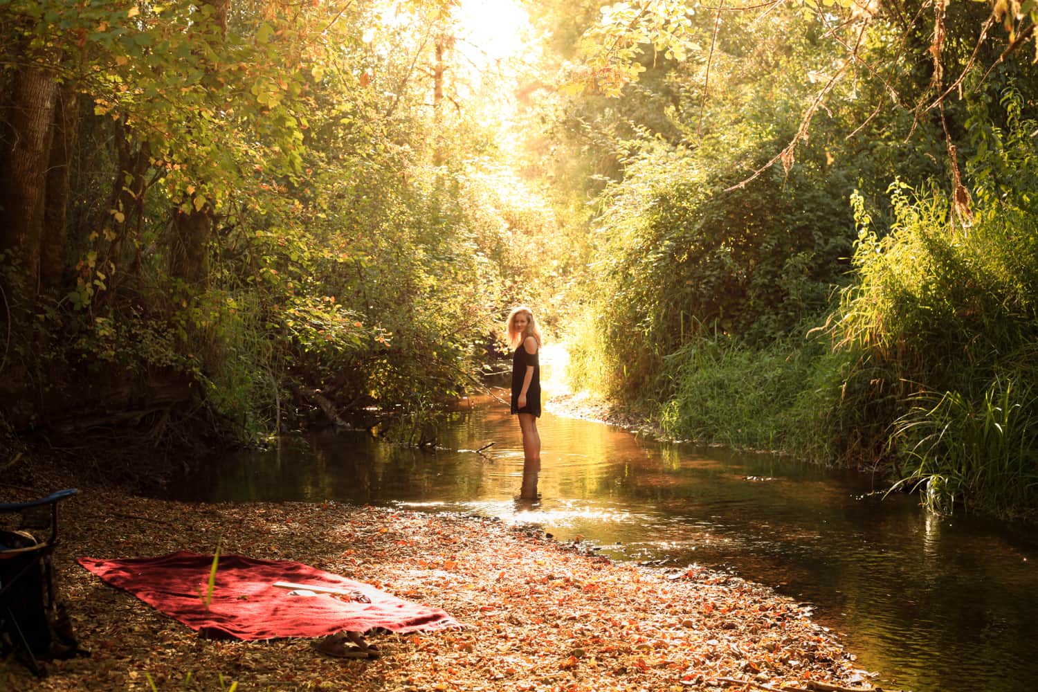 Where we dropped our blanket on the side of the creek with plenty of room for people and activities!