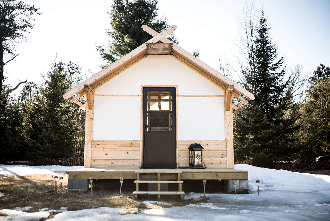 Outside of the cabin/tent.