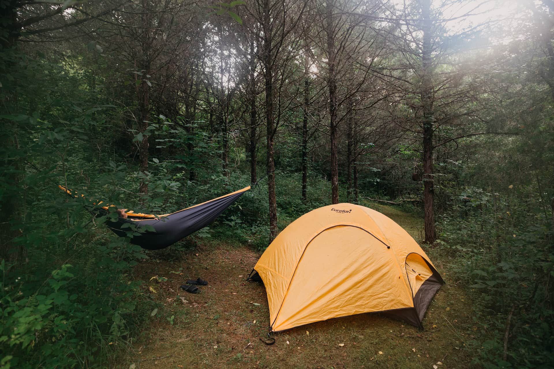 The campsite also has a room to hang up a hammock!