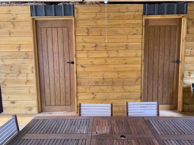 entrances to cabins