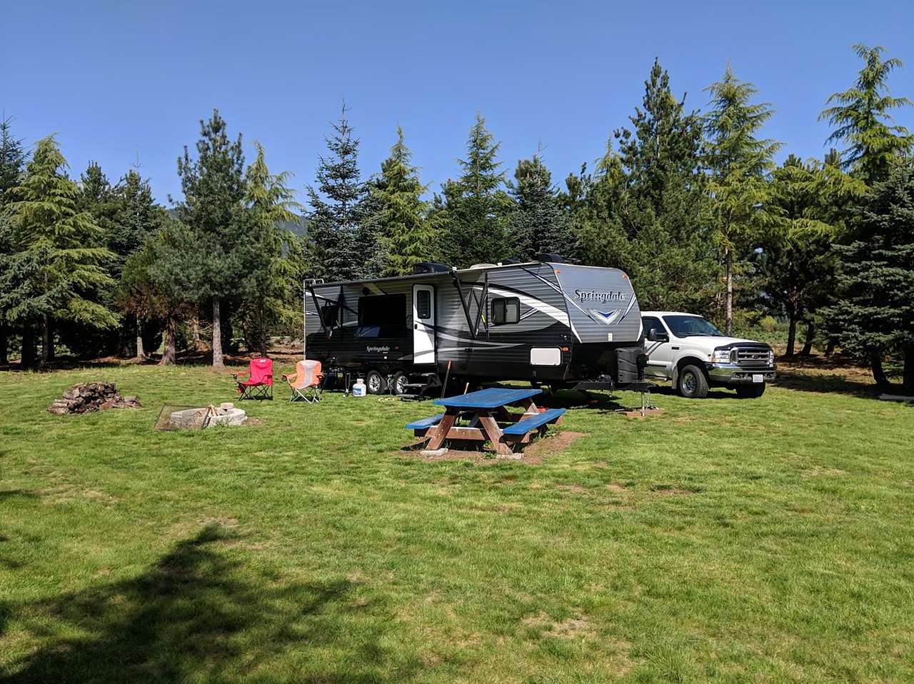 Blue site has plenty of room for large trailers.