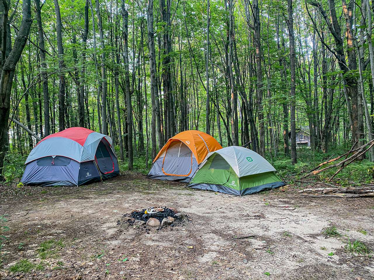 One of our many campsites with a firepit