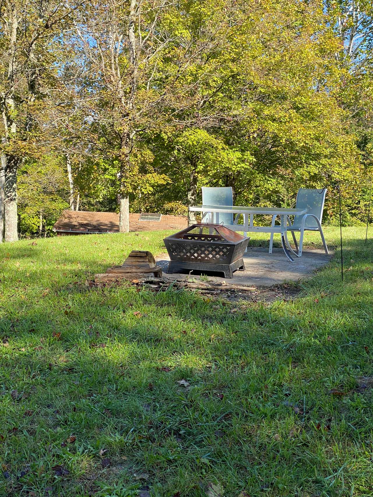 Camp fire and chairs/table set