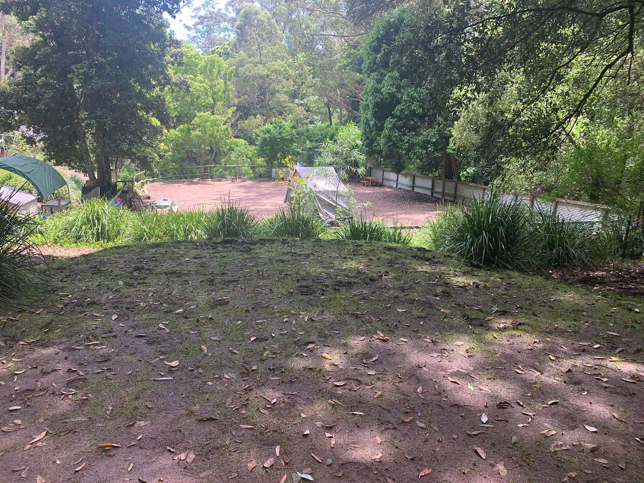 Flattened area above arena available for tent only dwellers (site 3 or 4) Can park car nearby