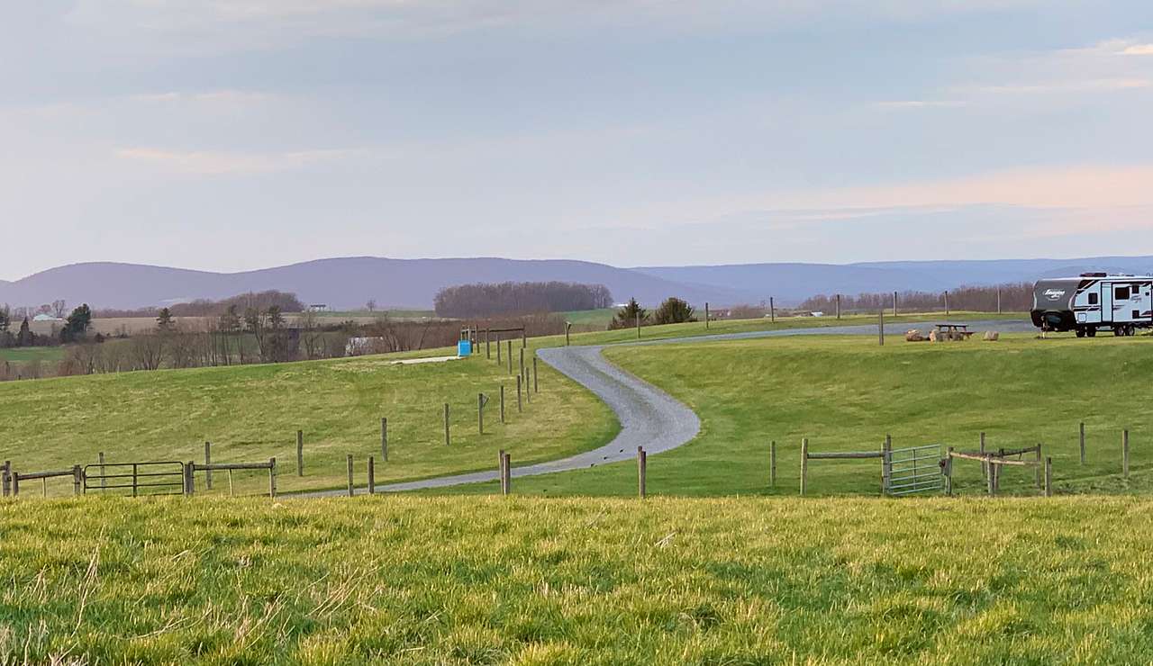 A clear view of the mountains and the campsite from one of the cattle pastures.