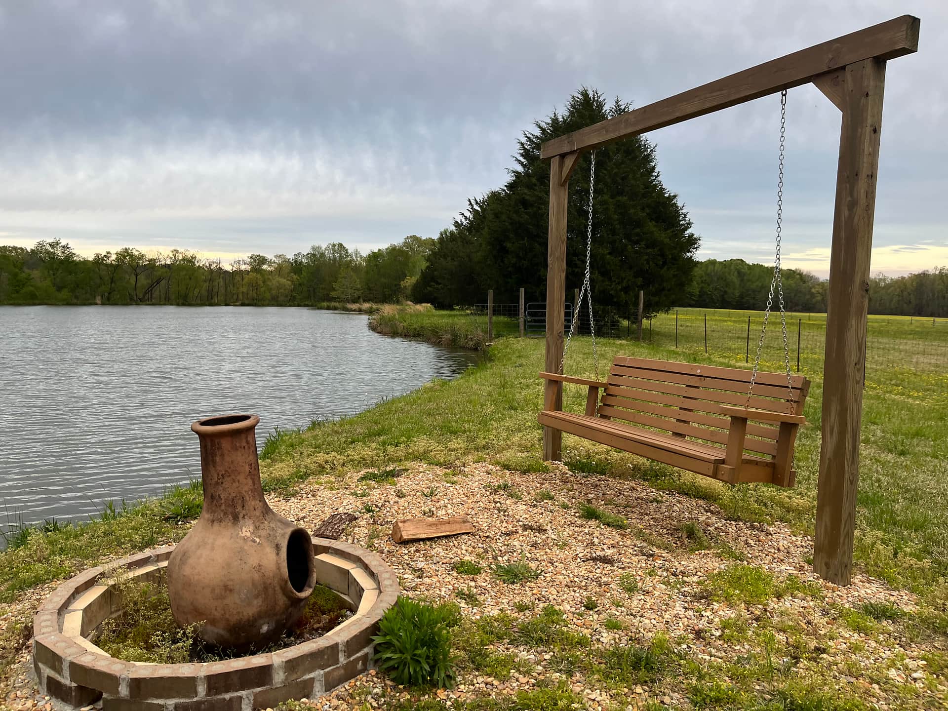 Lakeside swings.