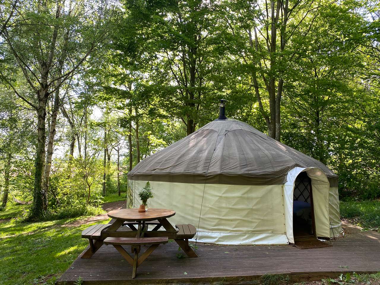 Bluebell Yurt, great for a family of 4 -6 people.