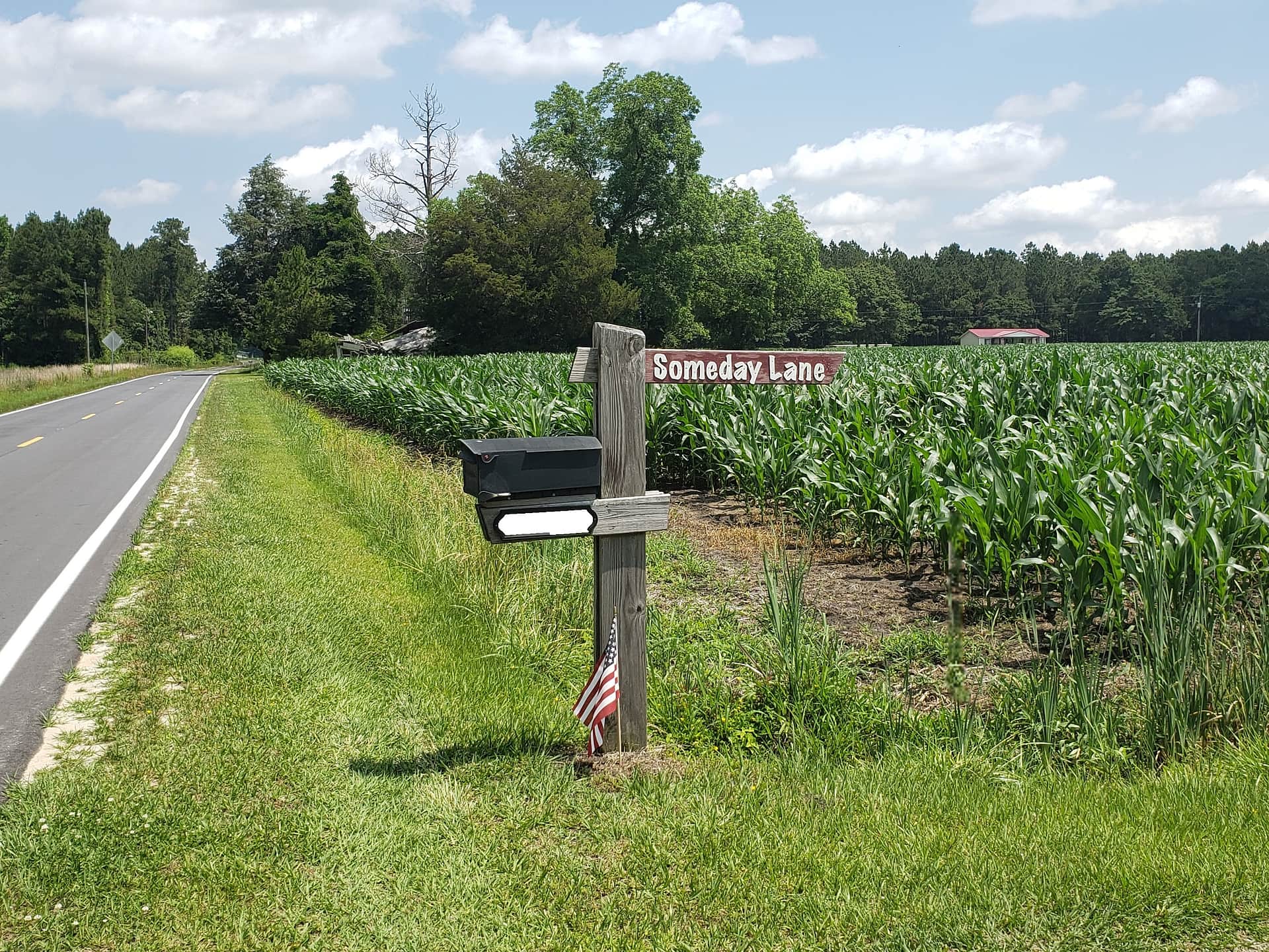 Our mailbox at our driveway from the state road