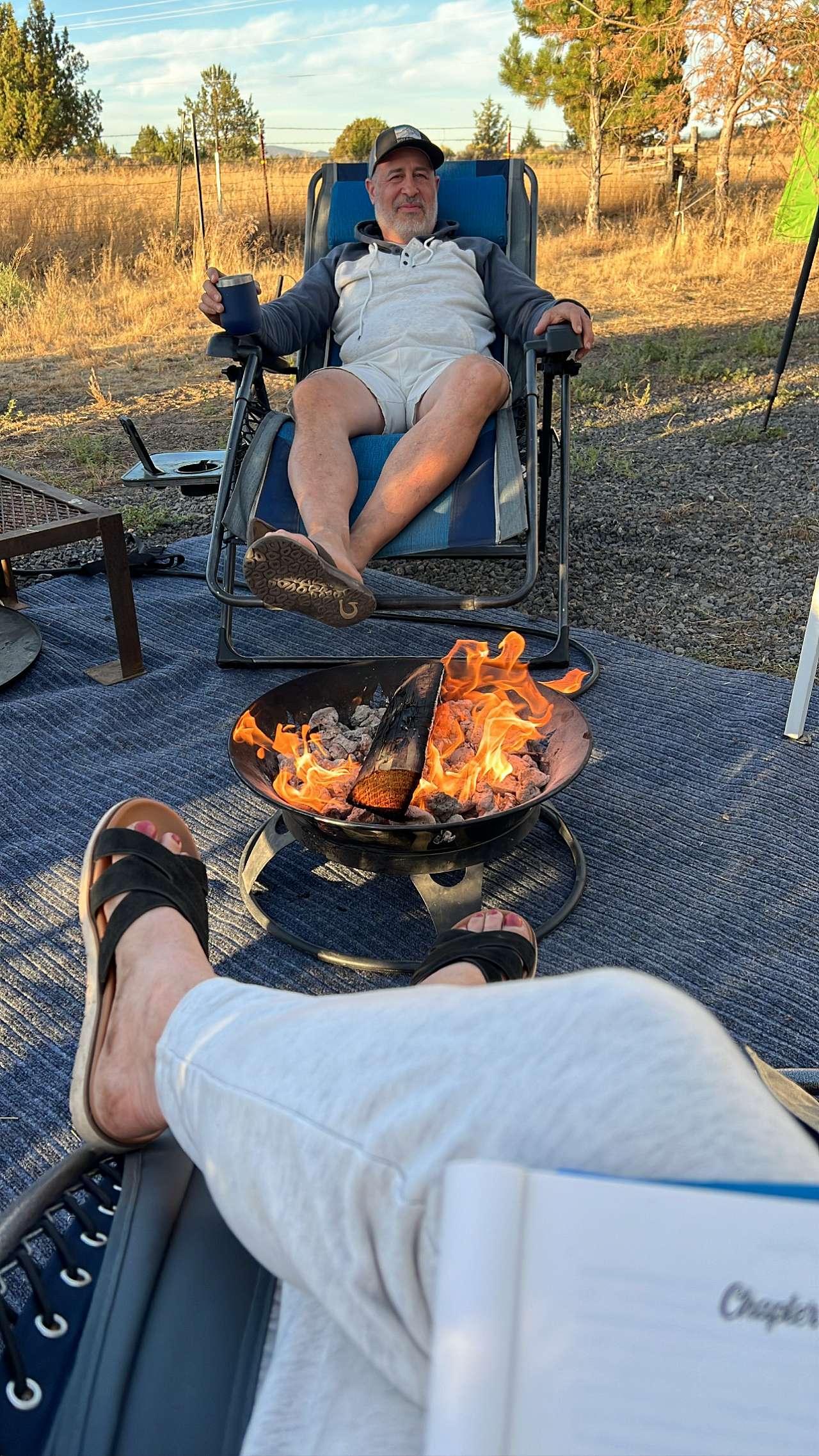 We had a propane fire pit, but Leah has a wood burning pit to use 