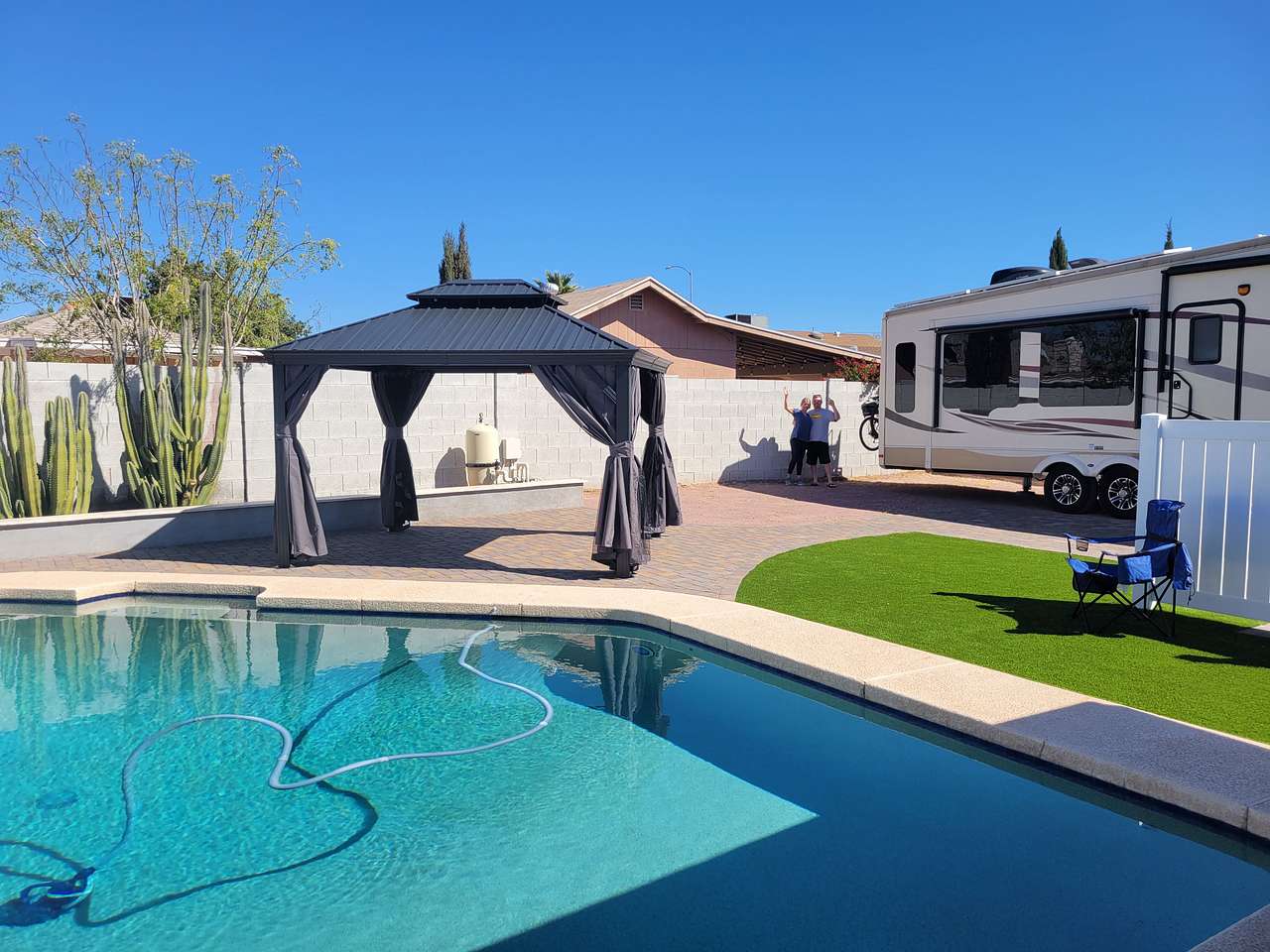 View from house patio to RV patio
