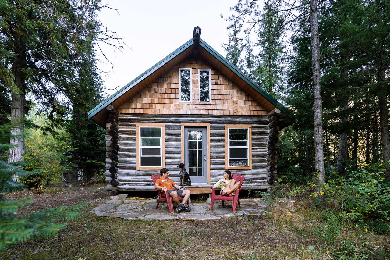 Front door cabin view. Perfect spot for a morning coffee