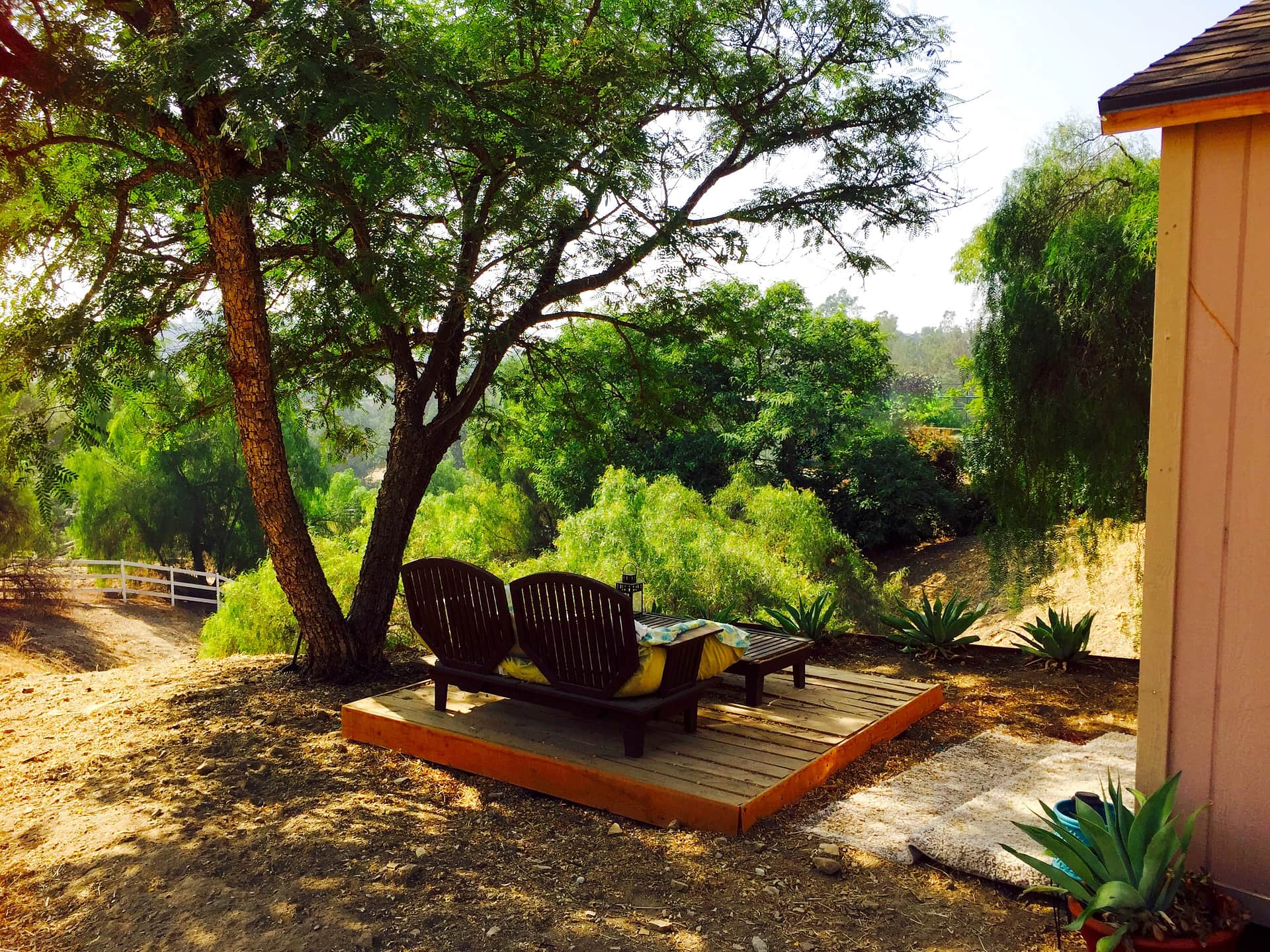 Your own private deck overlooking the hillside
