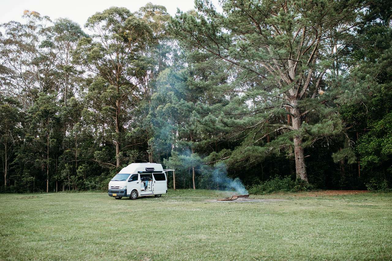 Camp area. The large pine tree has fairy lights underneath that look beautiful at night.