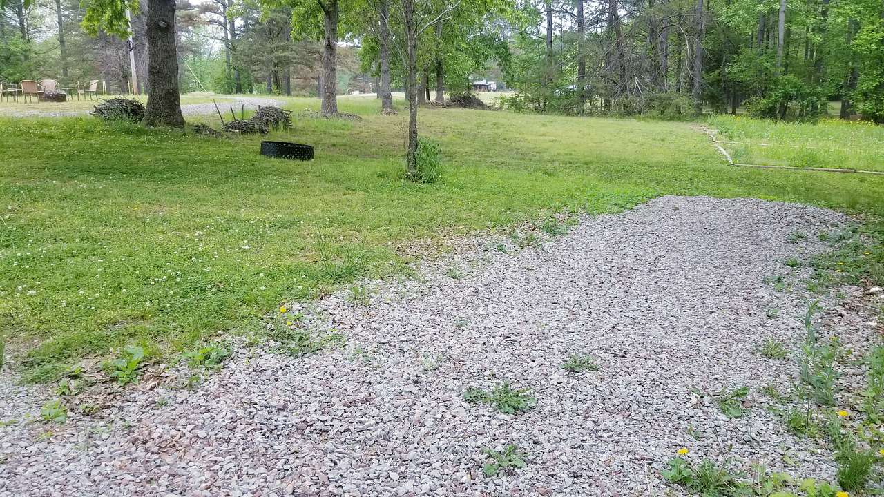 small camper space. Gravel pad is only 8ft W x 25ft L right now but I'm looking to pour another 8 ft. 