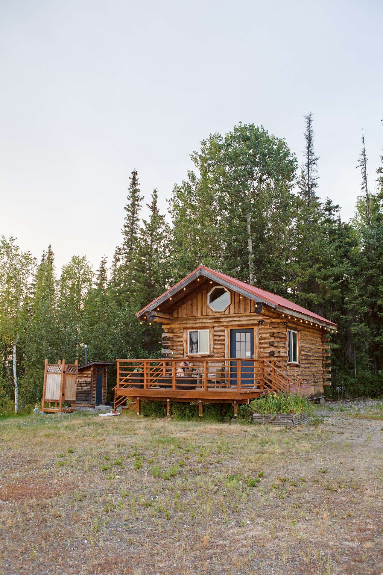 This porch is the perfect spot to relax on a warm summer evening.