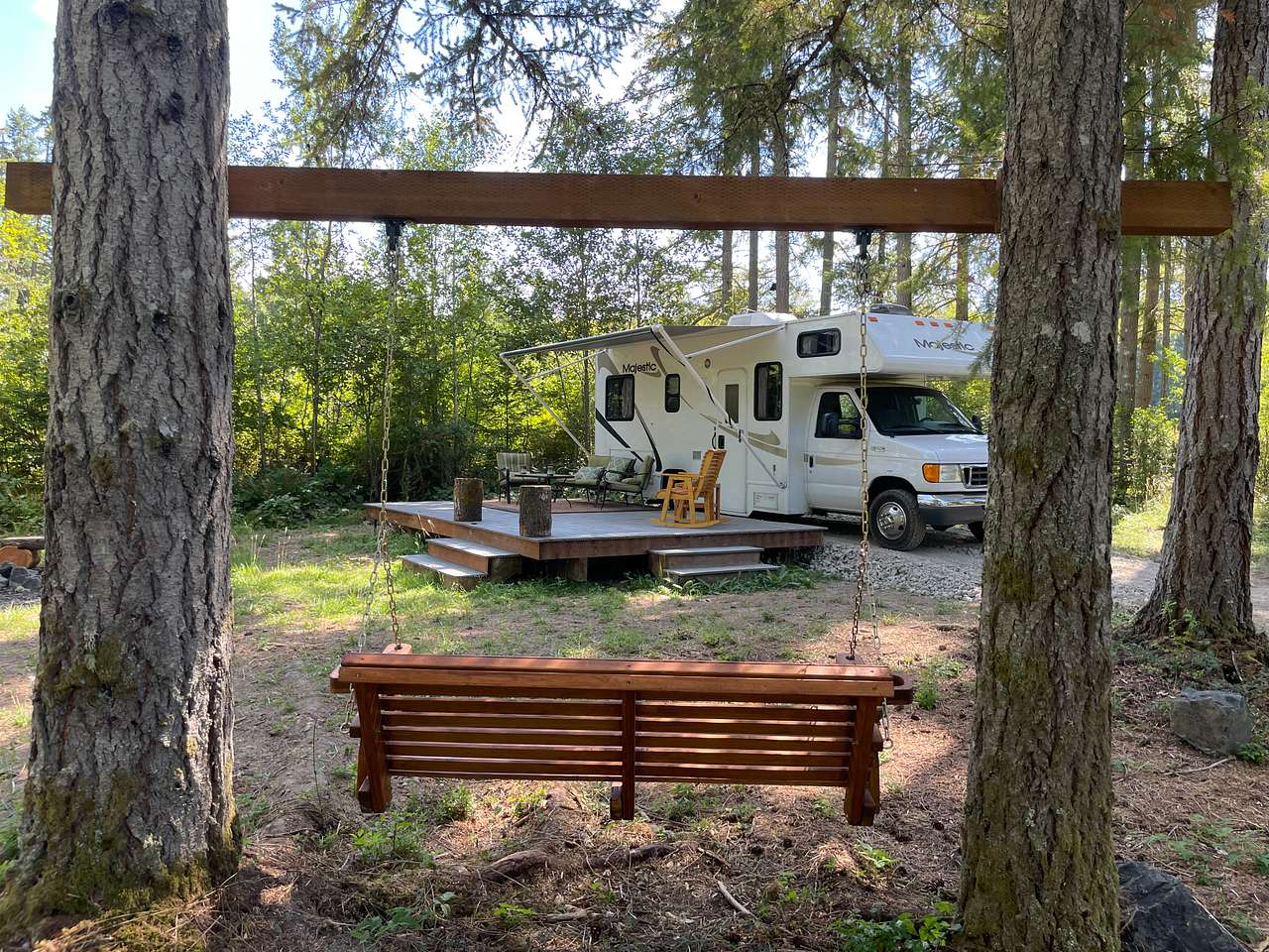 relax in the swinging chair and listen to the birds