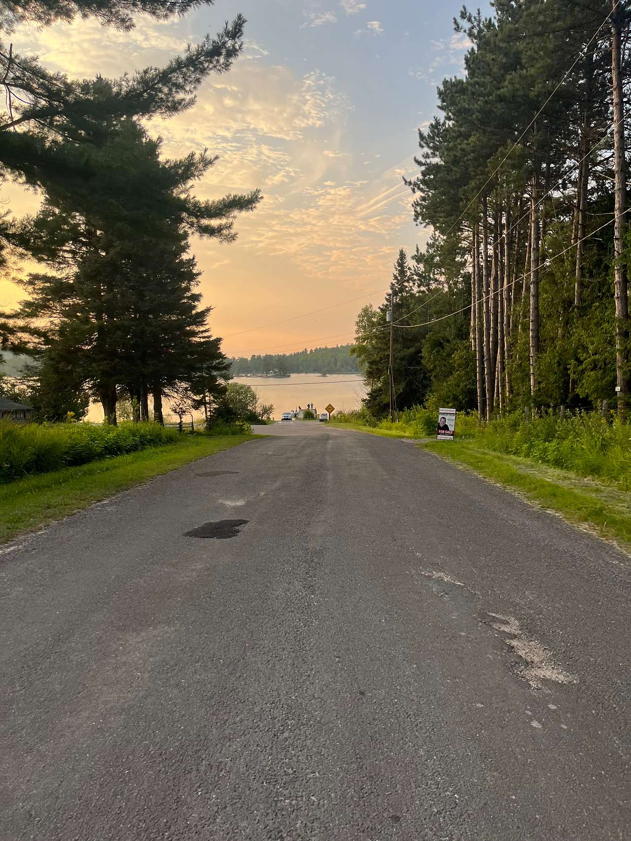 Road down to the pretty bay near the cabin