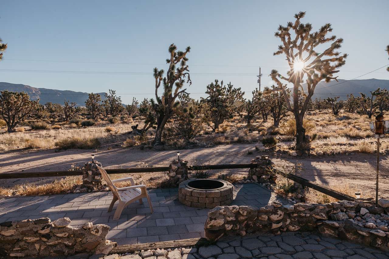 The patio and driveway