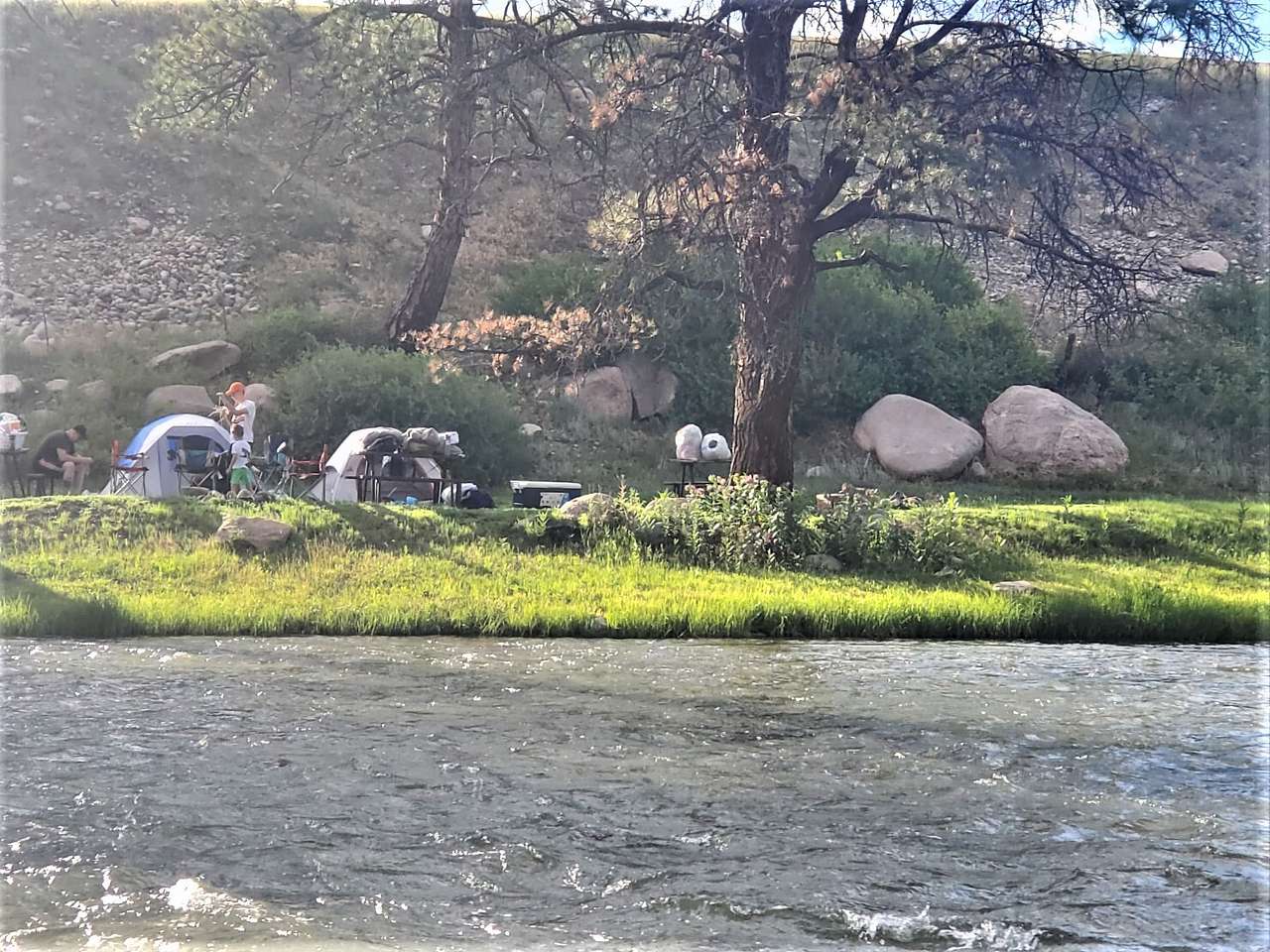 View of Individual Tent Sites across the river