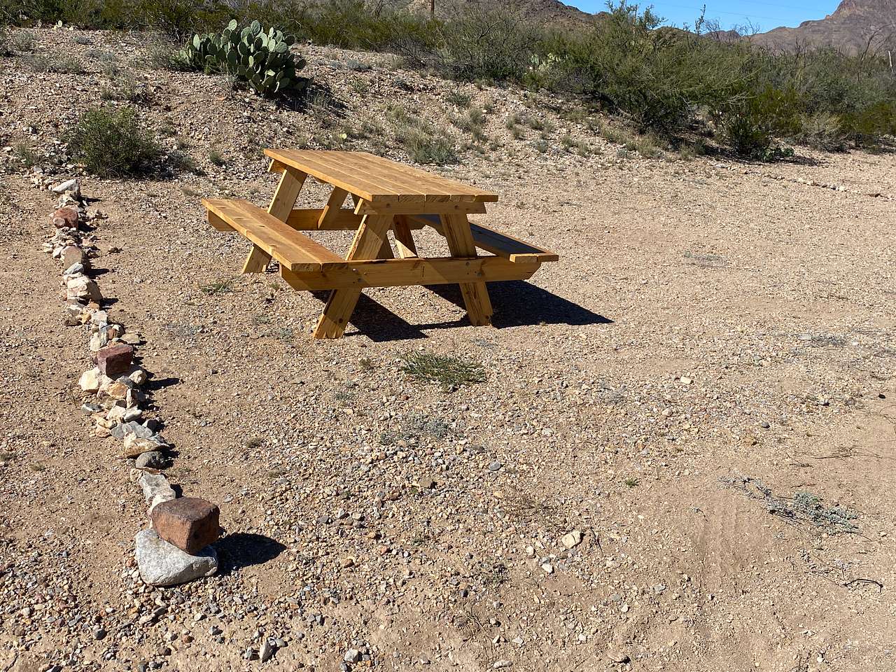 Each campsite has a picnic table and fire ring. 