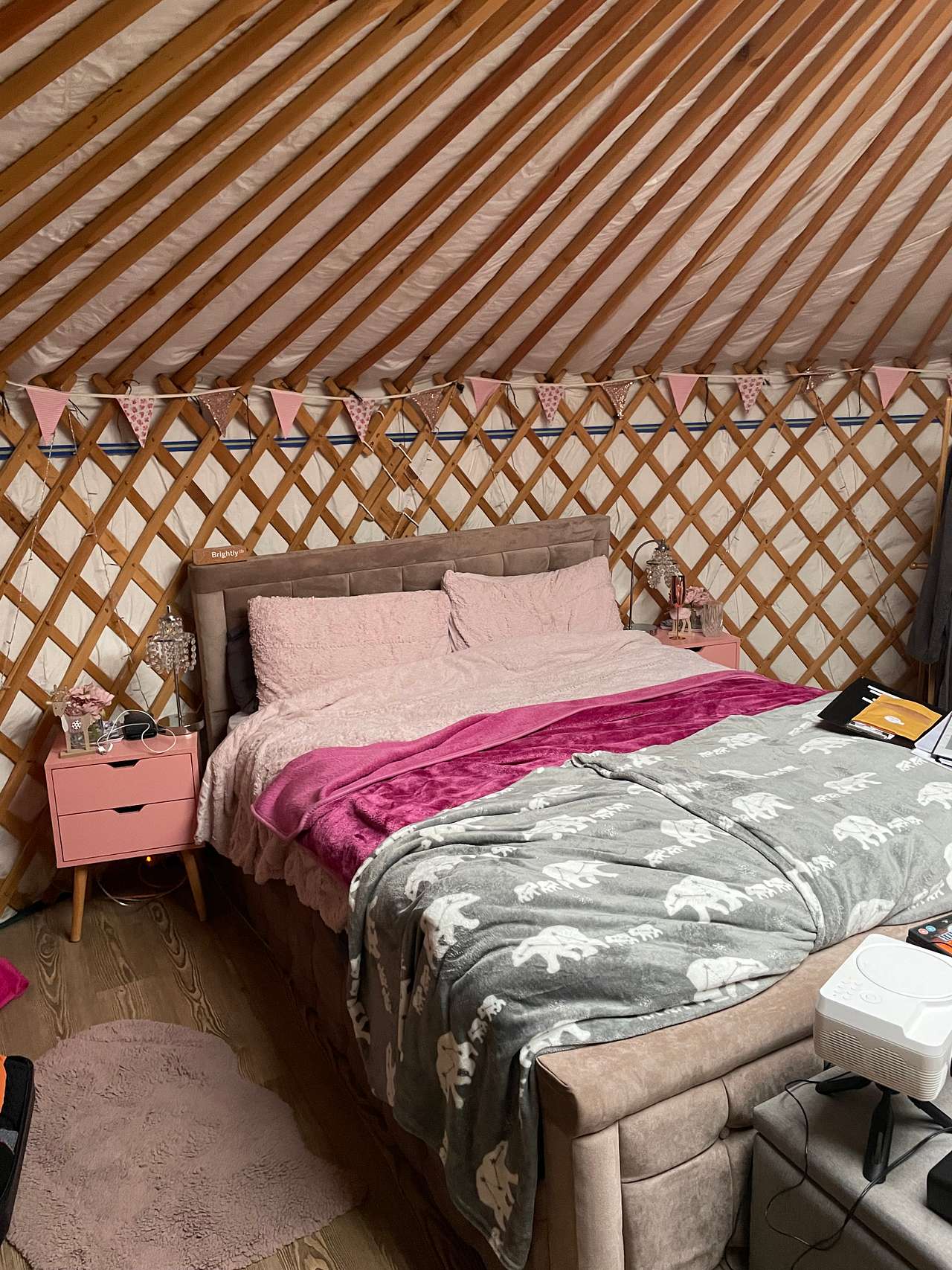 Comfiest bed! No expense spared with everything fitting out these yurts