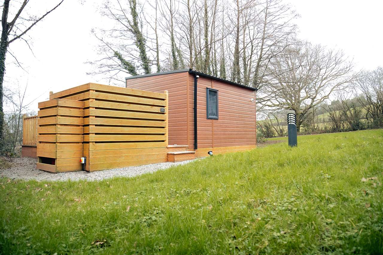 The Heron cabin, ample parking and walks straight up to the door.