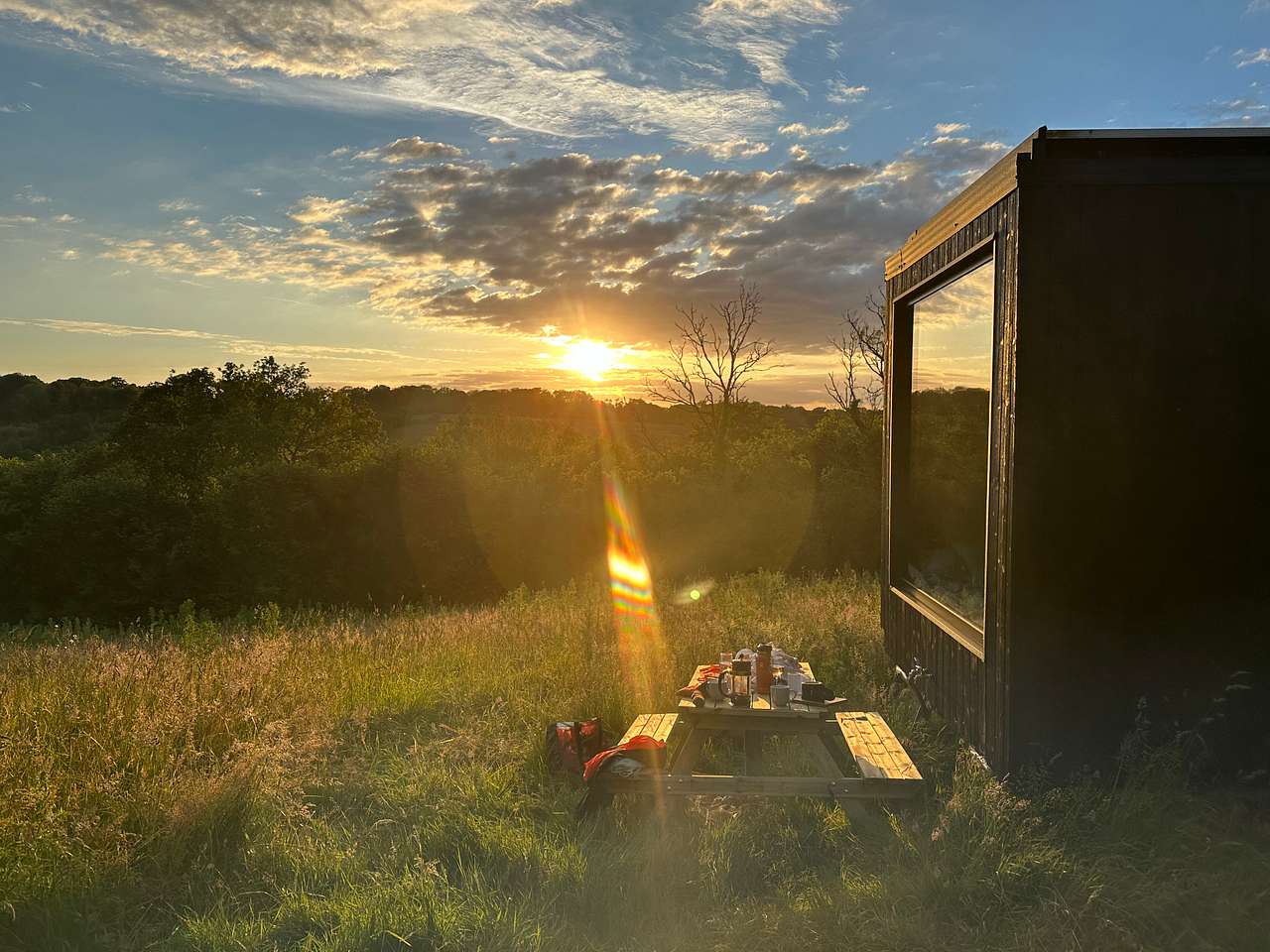 Dinner and sunset