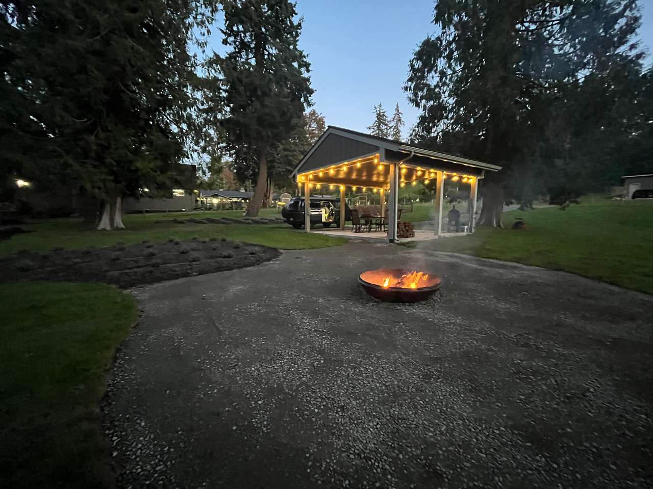 New addition to the site…crusher cone fire pit, getting ready for the cooler fall season 