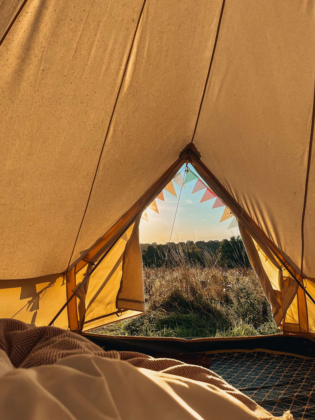 From inside the bell tent