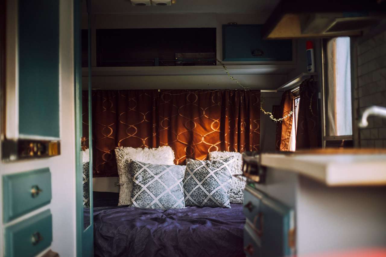 Trailer Mickey interior - don't forget to bring your own linen and cooking equipment!