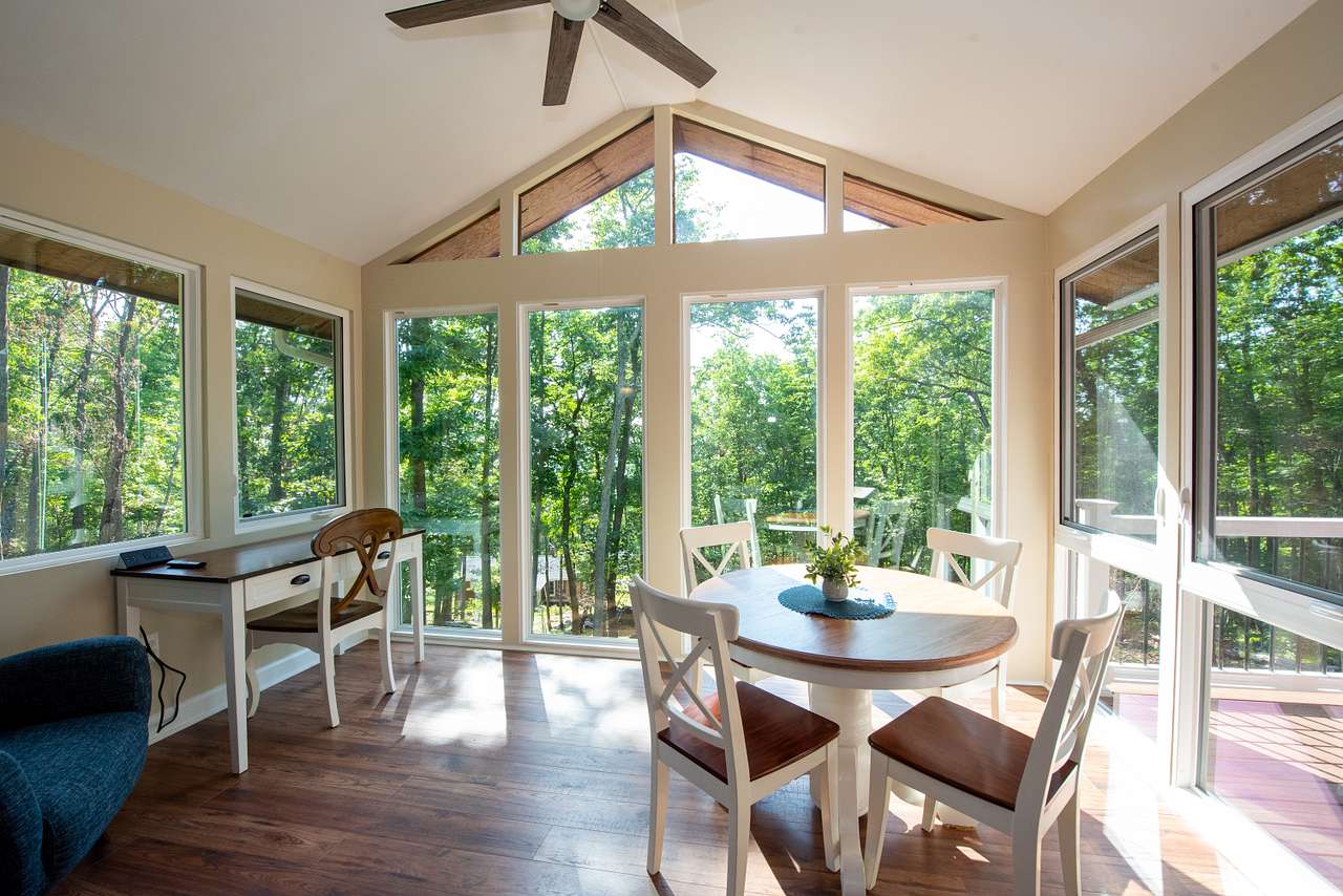 Great views of the Shanandoah Valley from the cozy sunroom