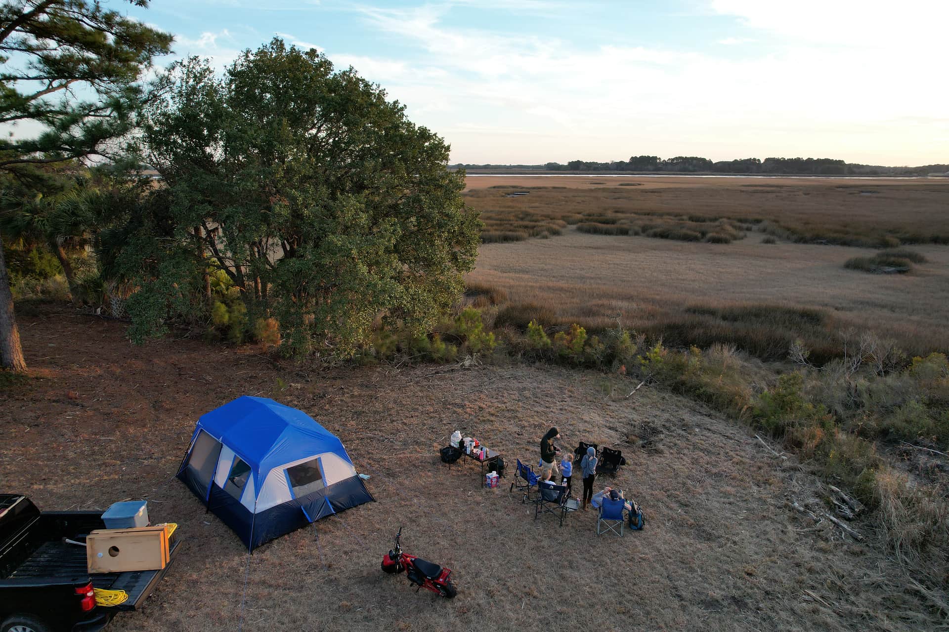 Palm Corner is located on the Southeast corner of the property.  Its the flattest marsh front area.