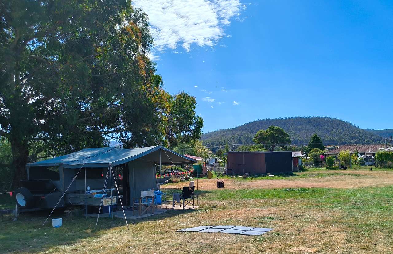 Our camp, looking towards the sheds and house
