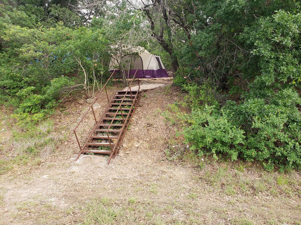 Stairs leading to Lakeside Tent Camp spot