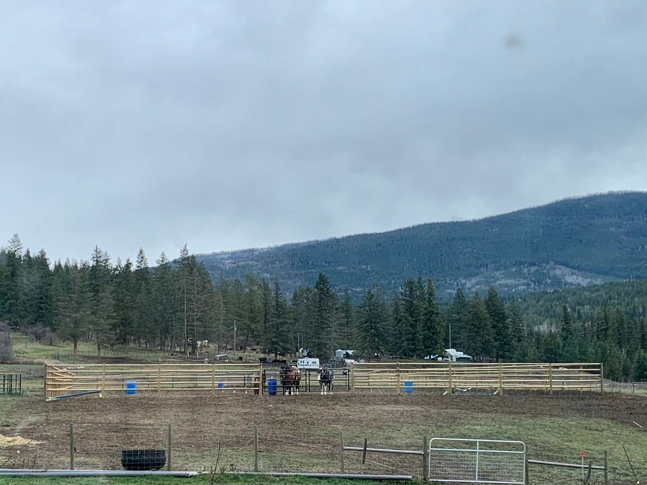 riding arena with camp ground in the back 