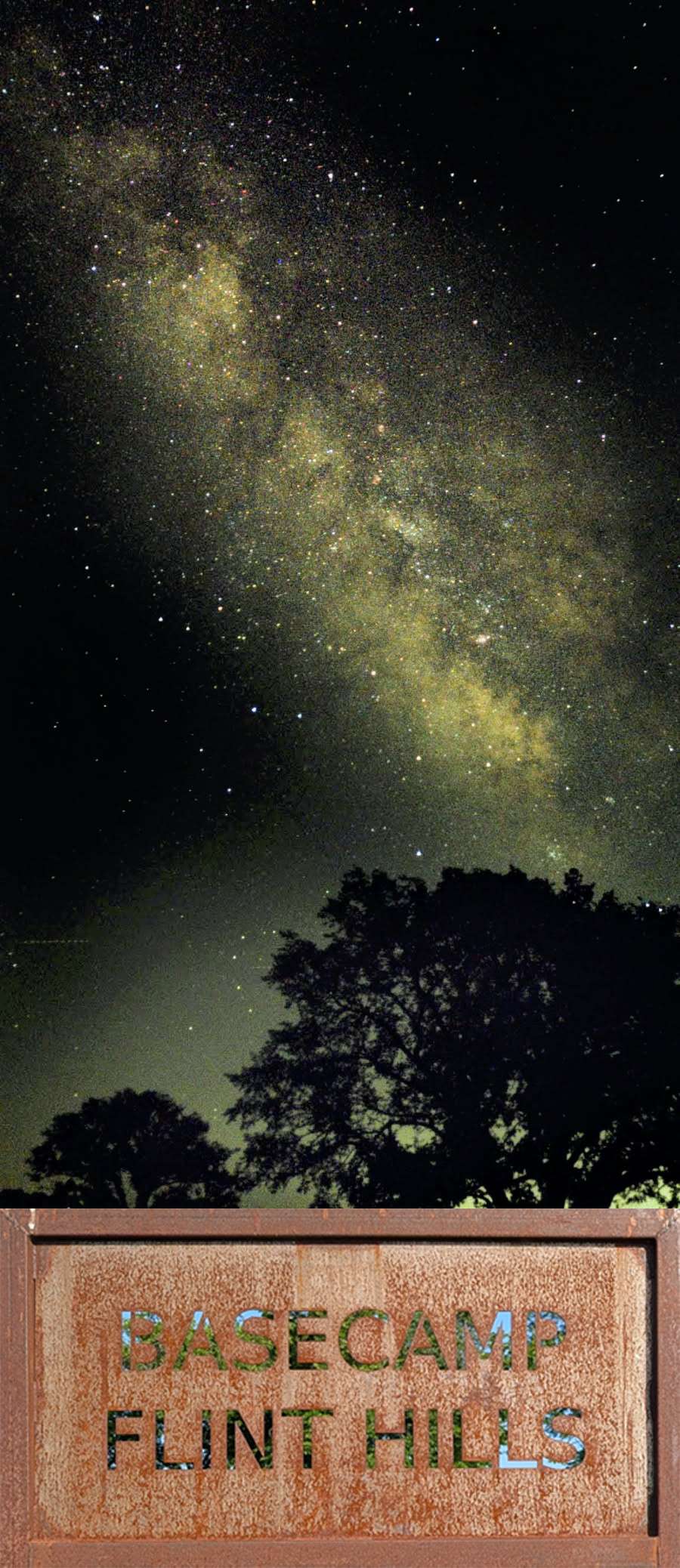 The Milky Way rising over Basecamp Flint Hills