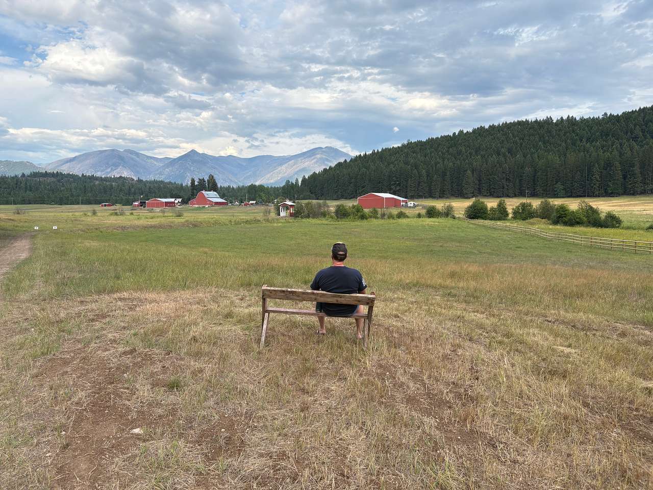 Sitting area on trail at the perimeter of the property 
