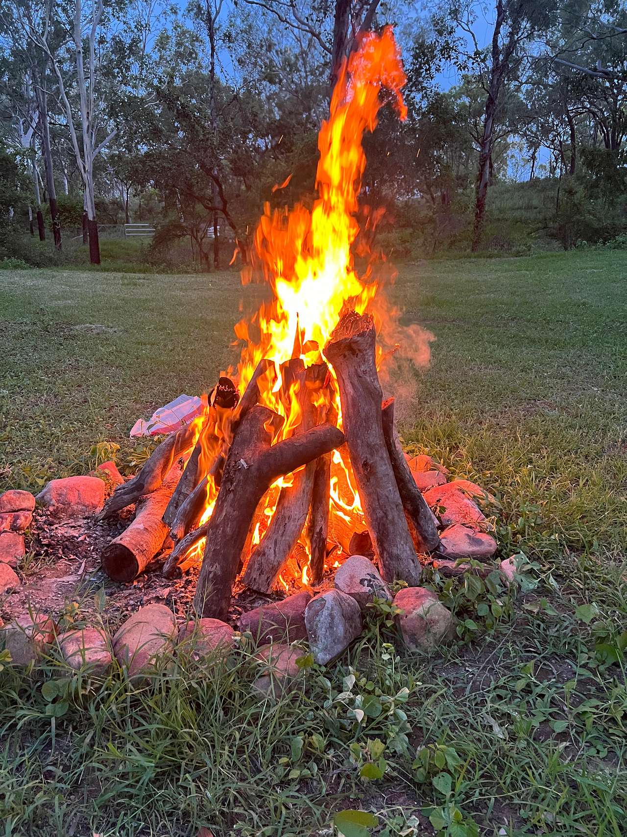Fire pit is quite large, perfect for long lasting fires