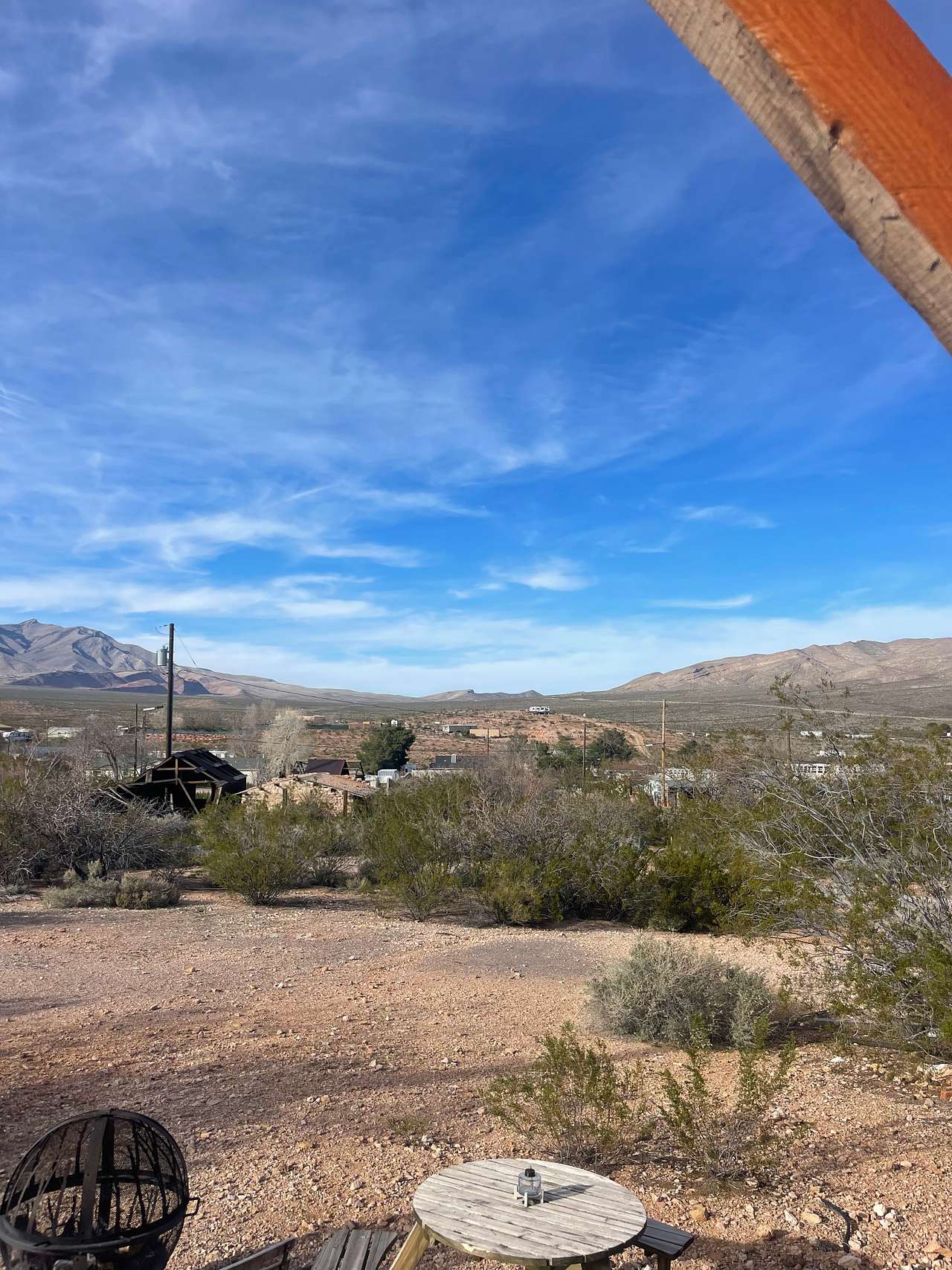 Retro Camper with Mountain Views