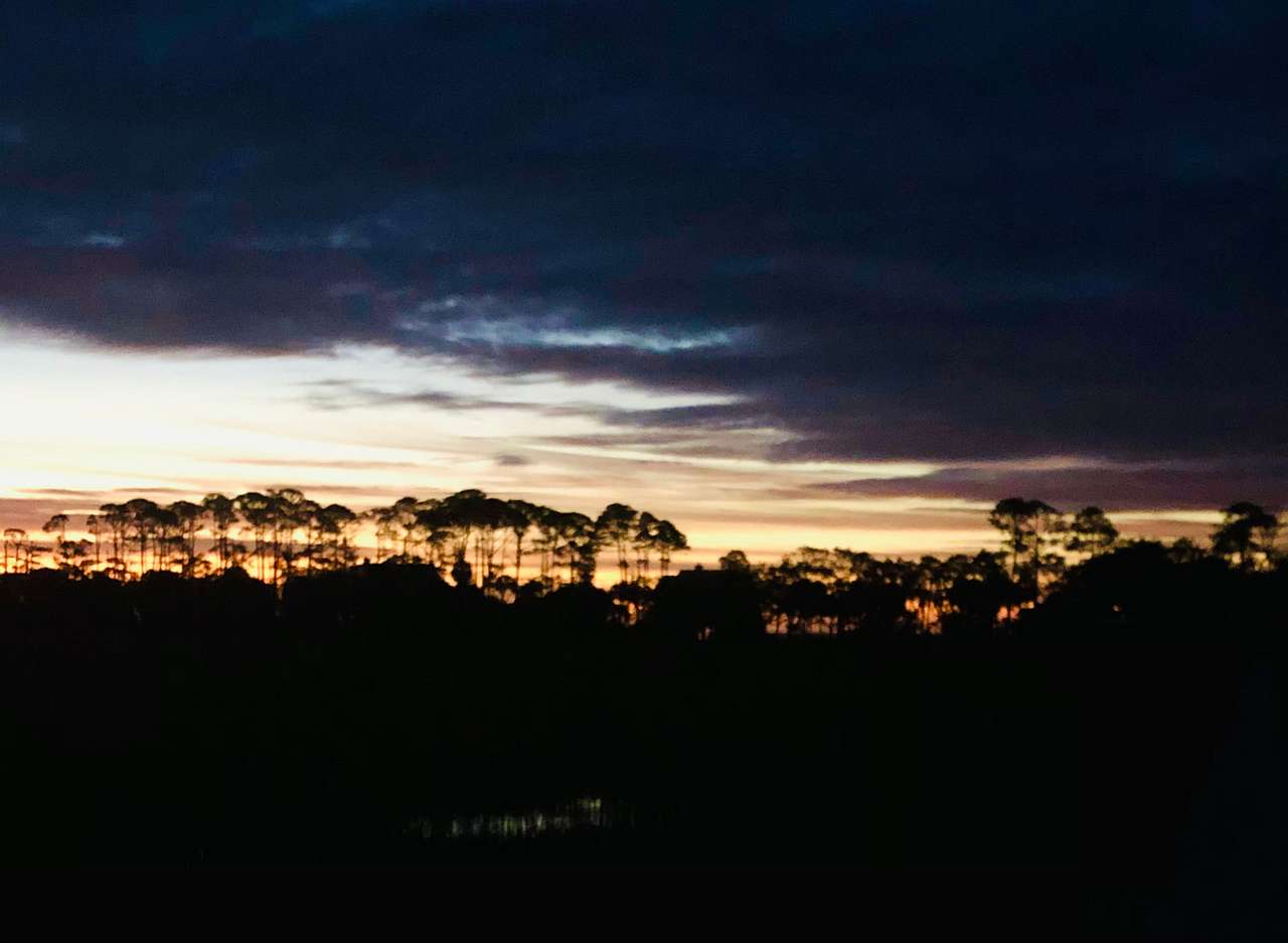 View from the fire ring benches at sunset