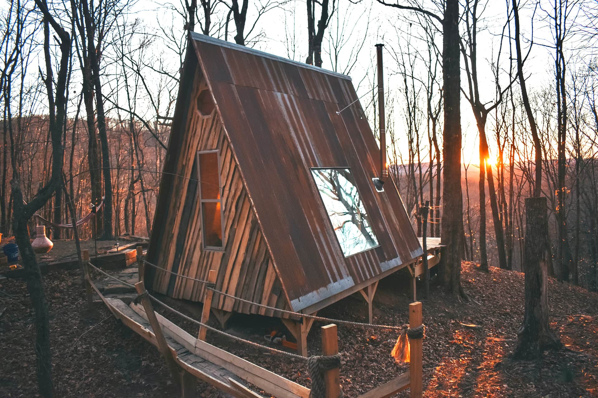 Chute footbridge to cabin- Watch your step