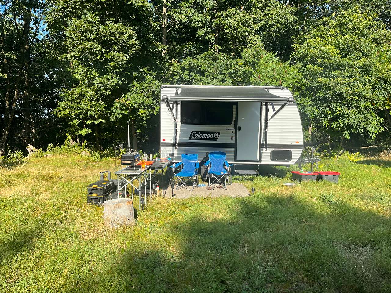 Our 14 ft travel trailer camp site