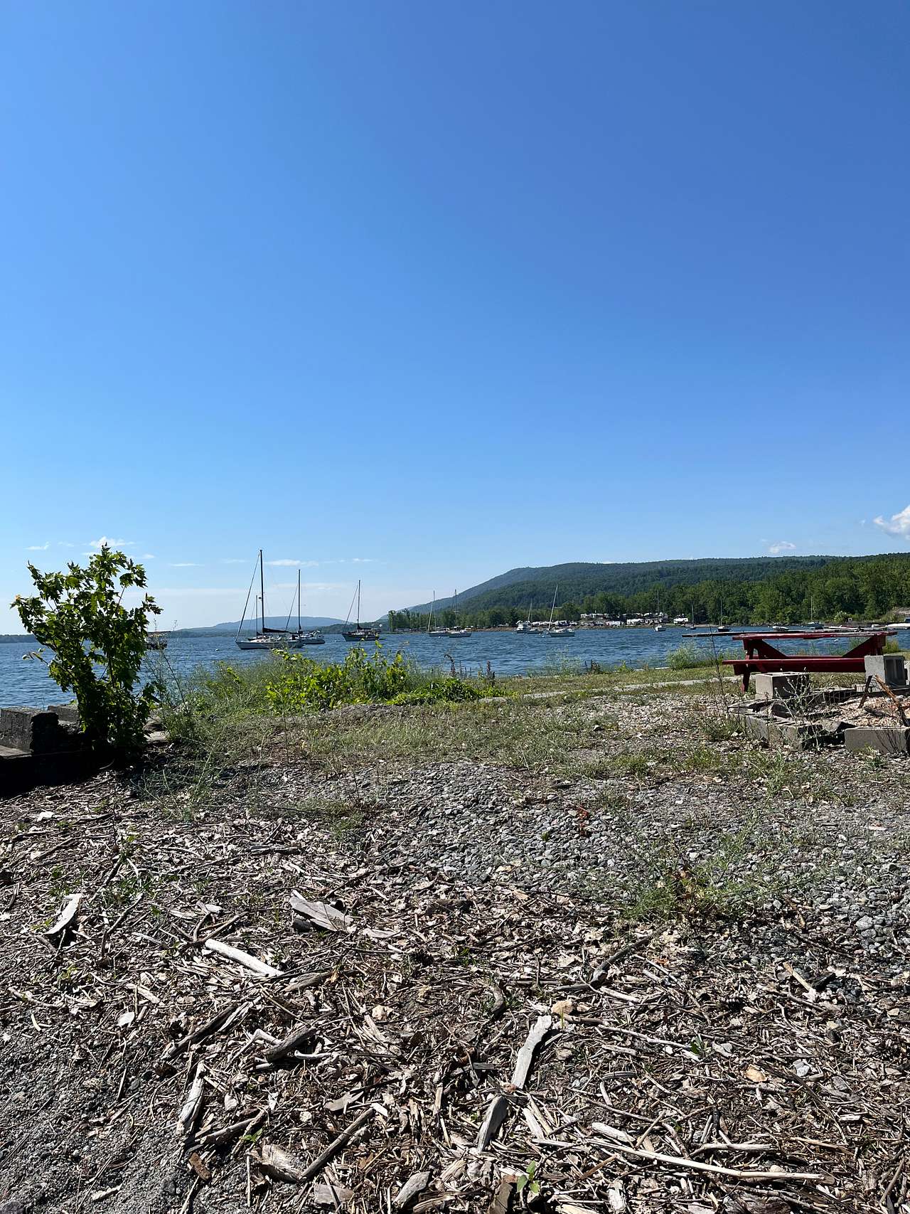Picnic table near the little beach