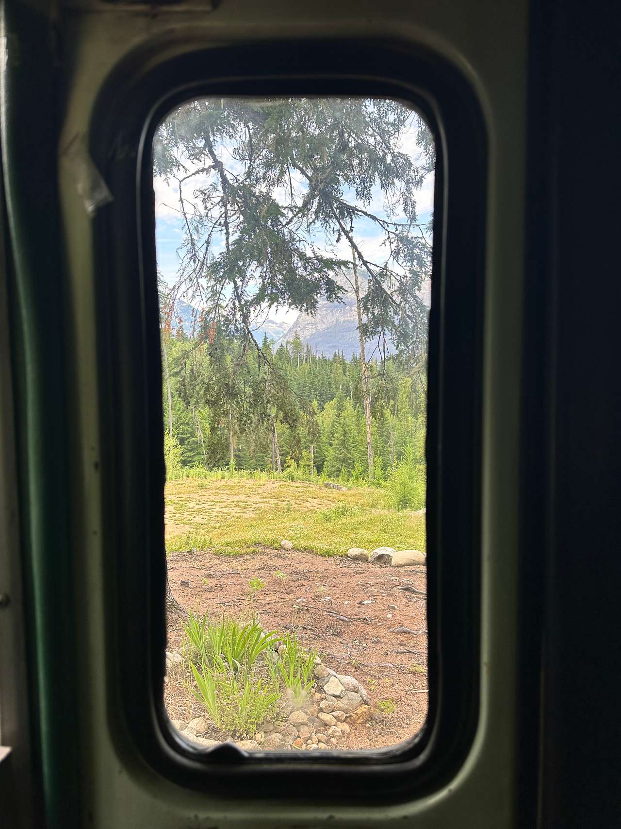 Bus door window view