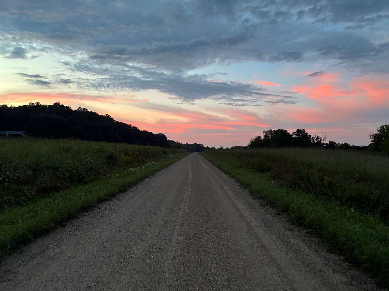 The road at sunset. 