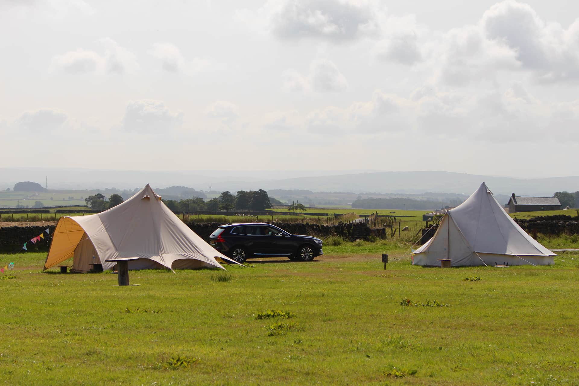 Bell tents by entrance 