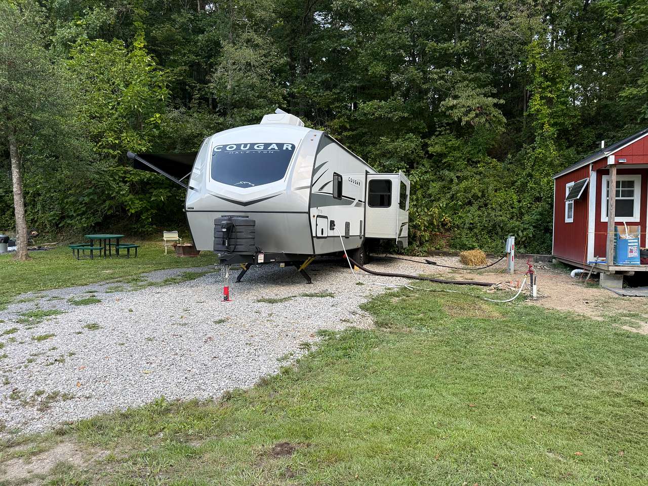 The RV is 30’ in length. It fit perfectly on the site. 