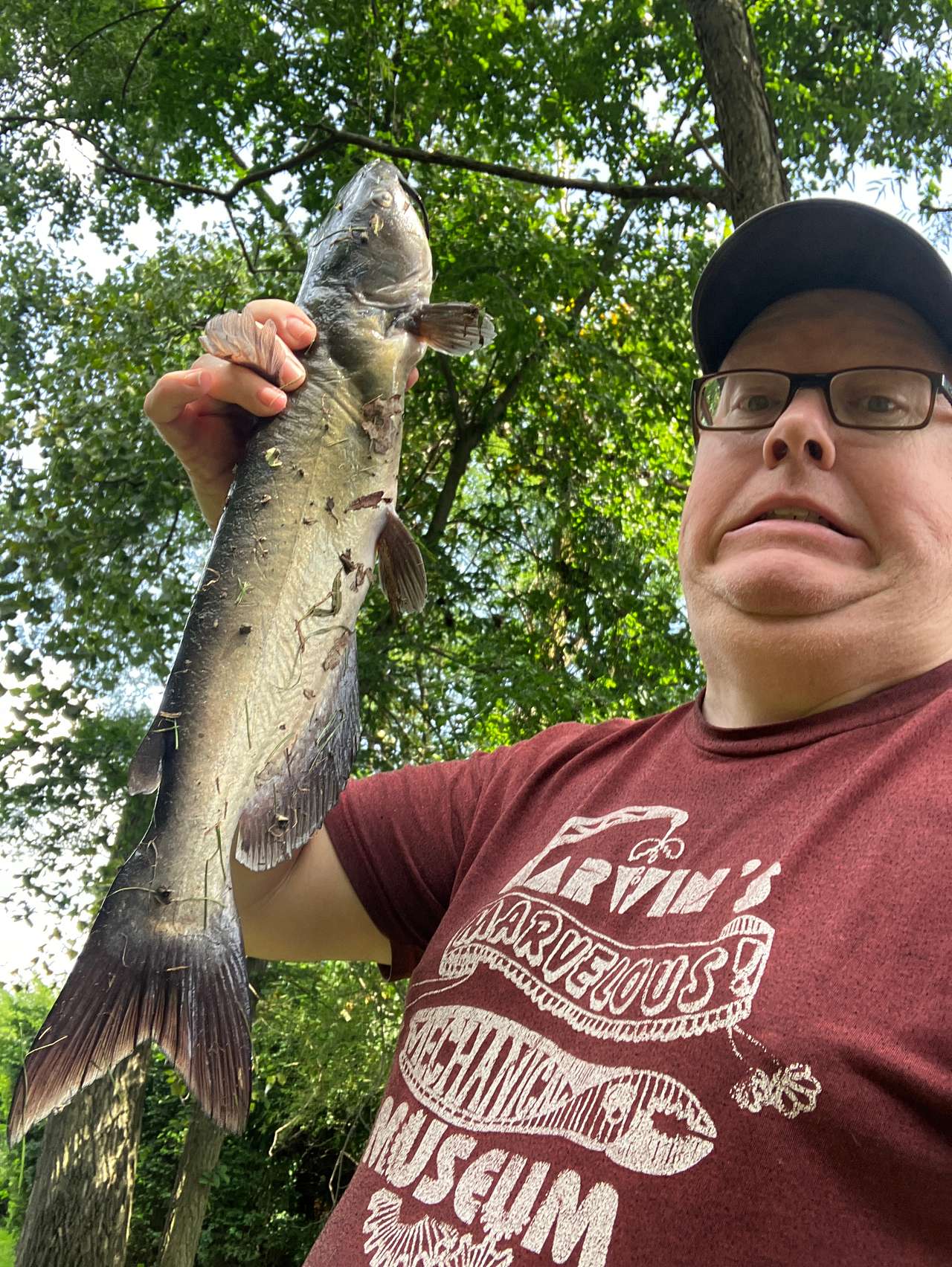 My first ever fish!  I had no idea what I was doing. 5 pound catfish, caught and released back into the pond. 