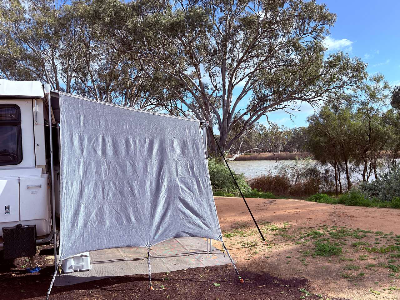 Upper level for camping (and room for friends as well). If you are in a tent you can camp down close to the water. 